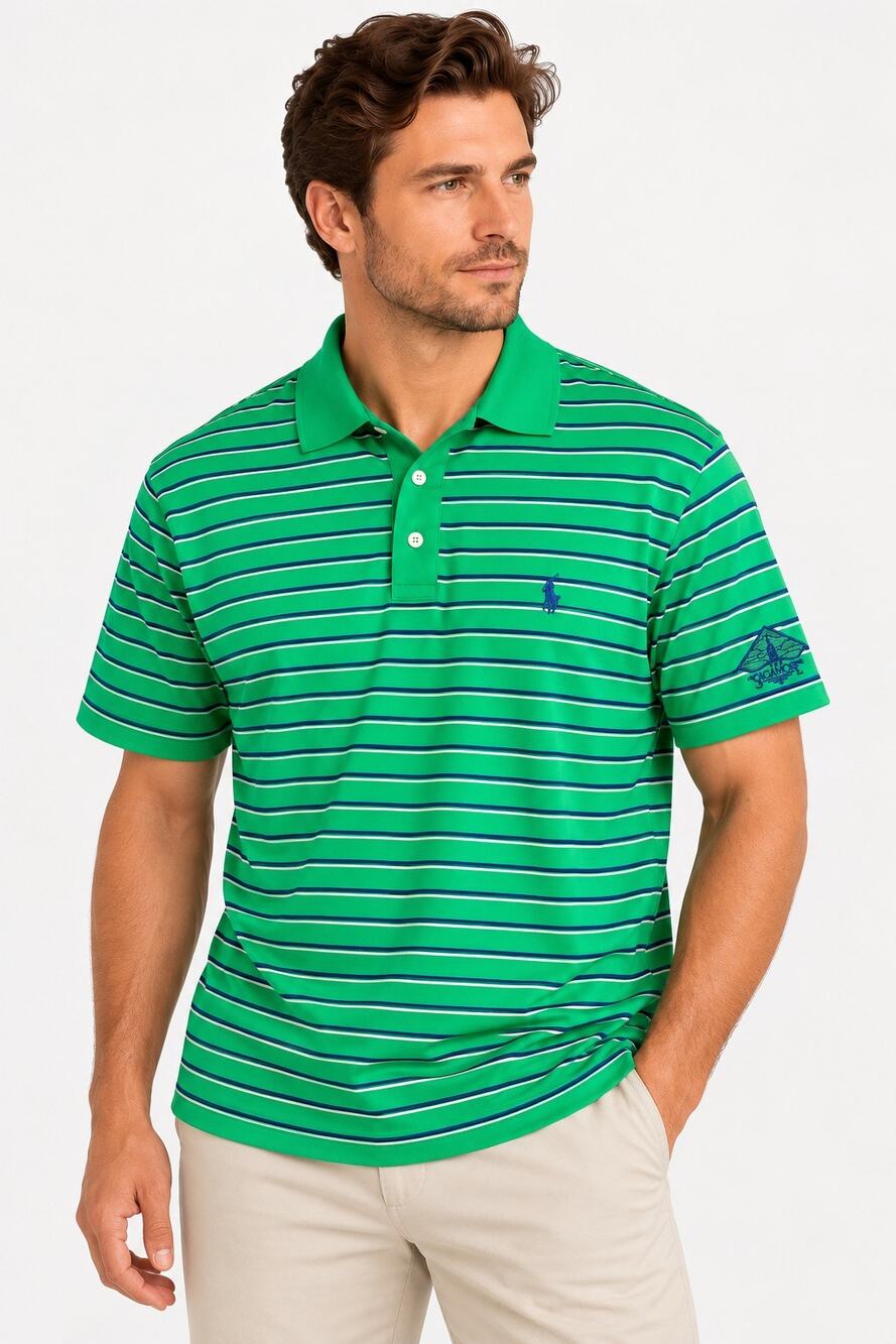 Polo Golf Ralph Lauren L Green Striped Pima Cotton Polo The Sagamore NWT